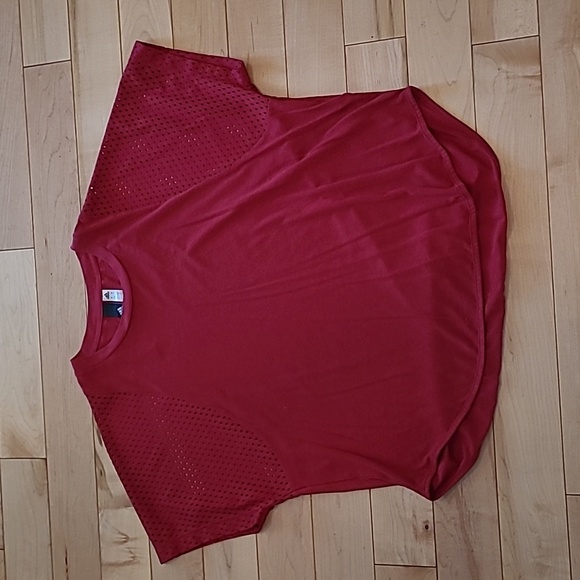 adidas Tops - Adidas women's large red t shirt with mesh sleeves